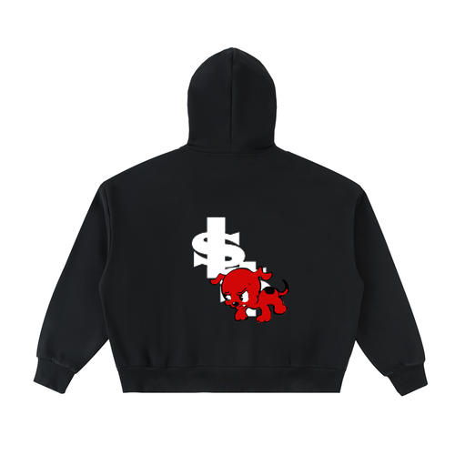 Fleeced Full-Zip Boxy Hoodie